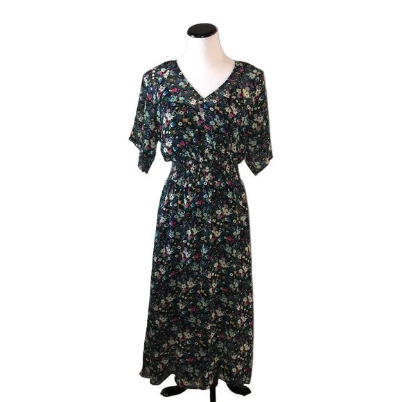 CAbi Green Fiesta V Neck Floral Midi Dress - Picture 4 of 11